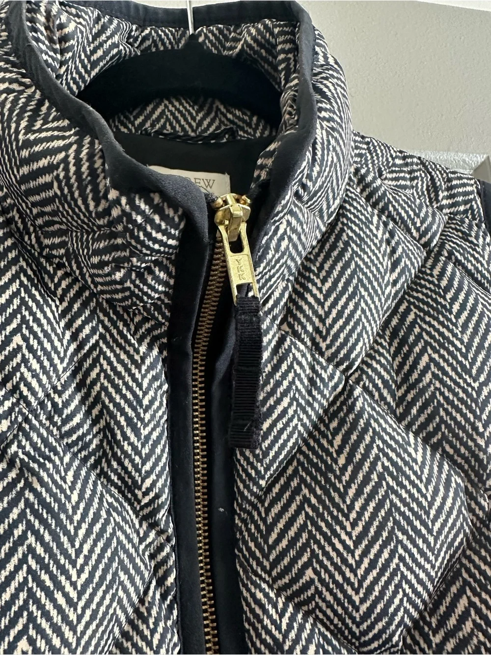 J CREW Quilted Herringbone Vest - Black & White